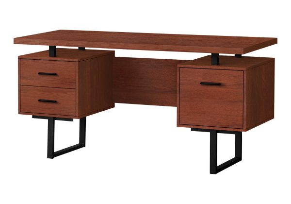 COMPUTER DESK - 60"L / CHERRY / BLACK METAL