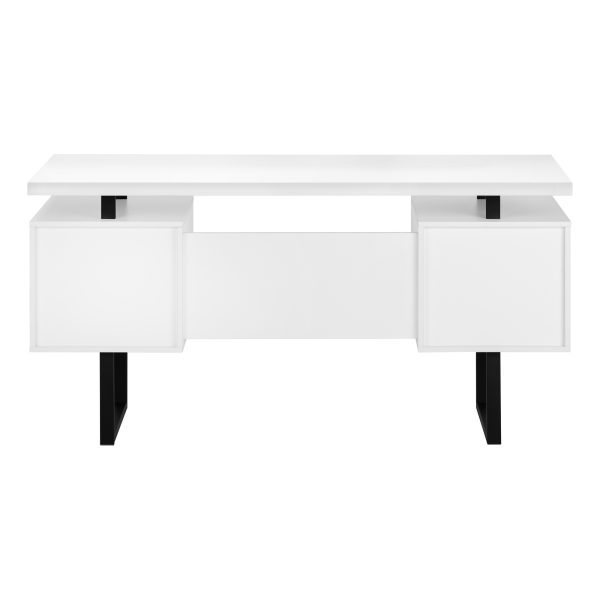 COMPUTER DESK - 60"L / WHITE / BLACK METAL