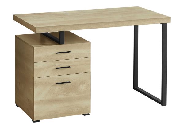 COMPUTER DESK - 48"L / NATURAL / BLACK METAL / L/R FACE