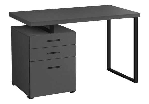 COMPUTER DESK - 48"L / MODERN GREY / BLACK METAL / L/R