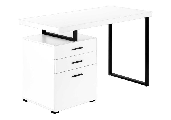 COMPUTER DESK - 48"L / WHITE / BLACK METAL / L/R FACE