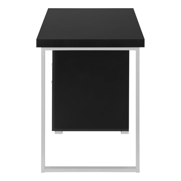 COMPUTER DESK - 48"L / BLACK / SILVER METAL / L/R FACE