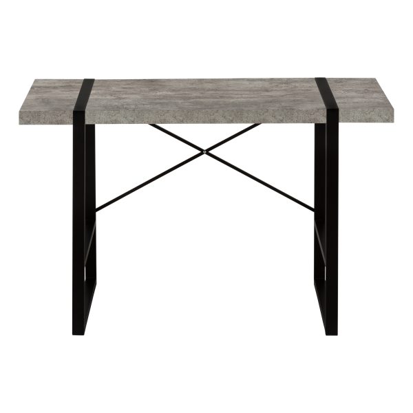 COMPUTER DESK - 48"L / GREY CONCRETE-LOOK / BLACK METAL