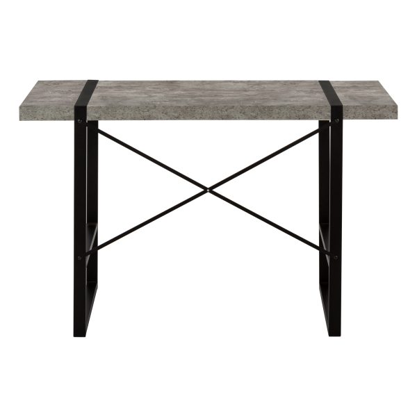 COMPUTER DESK - 48"L / GREY CONCRETE-LOOK / BLACK METAL