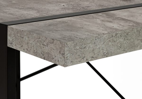 COMPUTER DESK - 48"L / GREY CONCRETE-LOOK / BLACK METAL