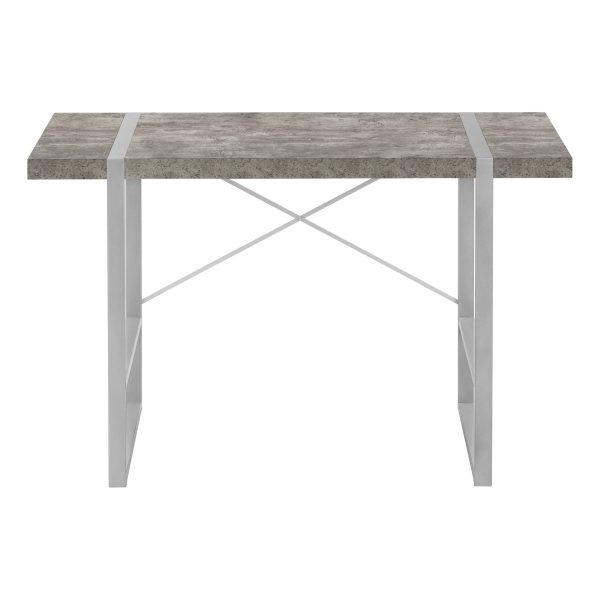COMPUTER DESK - 48"L / GREY CONCRETE-LOOK / SILVER METAL