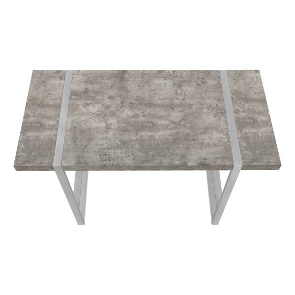 COMPUTER DESK - 48"L / GREY CONCRETE-LOOK / SILVER METAL