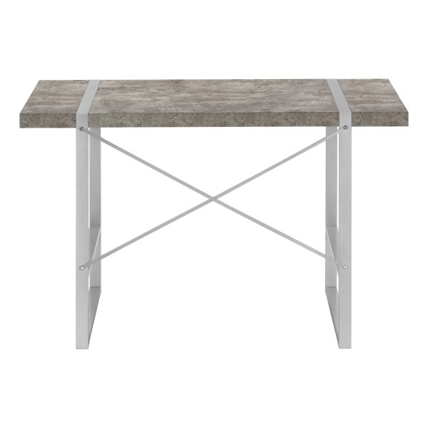COMPUTER DESK - 48"L / GREY CONCRETE-LOOK / SILVER METAL