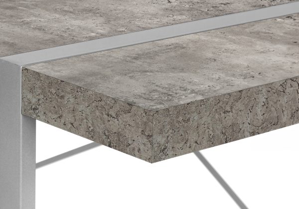 COMPUTER DESK - 48"L / GREY CONCRETE-LOOK / SILVER METAL