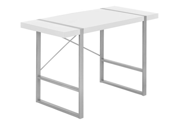 COMPUTER DESK - 48"L / WHITE / SILVER METAL