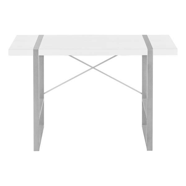 COMPUTER DESK - 48"L / WHITE / SILVER METAL