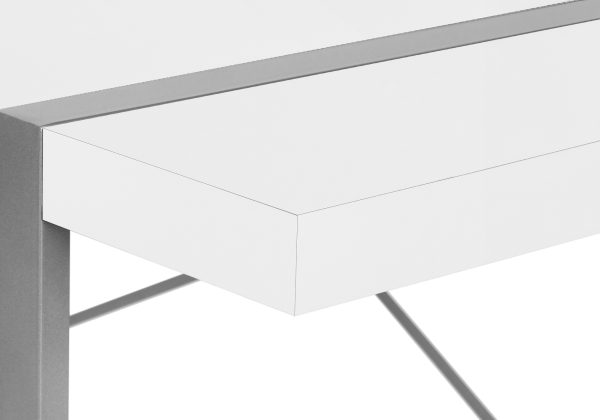 COMPUTER DESK - 48"L / WHITE / SILVER METAL
