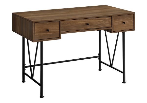 COMPUTER DESK - 48"L / WALNUT / BLACK METAL