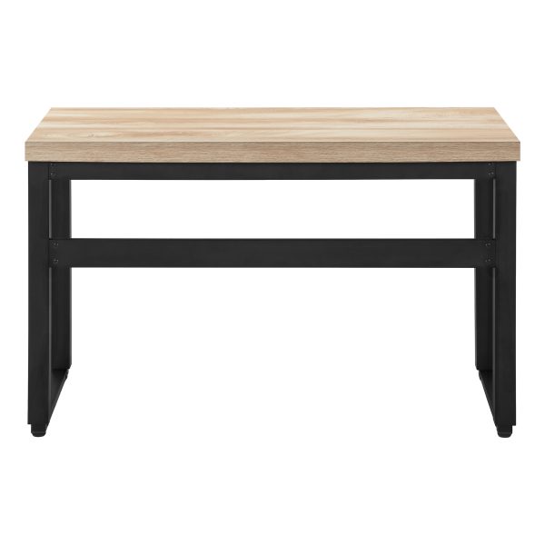 COMPUTER DESK - 48"L / NATURAL / ADJ.HEIGHT/ BLACK METAL