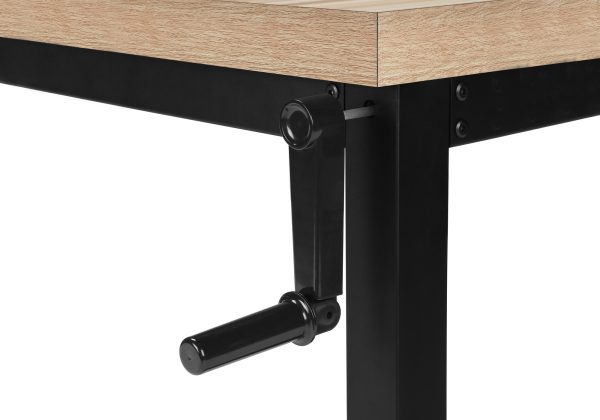 COMPUTER DESK - 48"L / NATURAL / ADJ.HEIGHT/ BLACK METAL