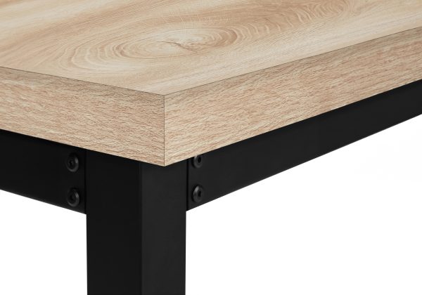 COMPUTER DESK - 48"L / NATURAL / ADJ.HEIGHT/ BLACK METAL