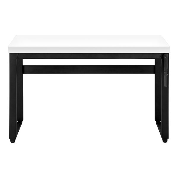 COMPUTER DESK - 48"L / WHITE / ADJ.HEIGHT/ BLACK METAL