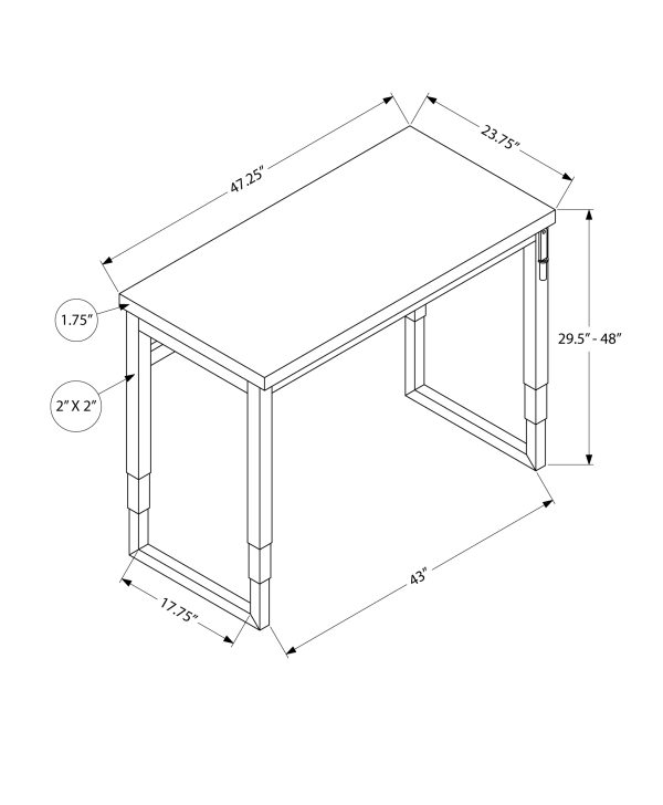 COMPUTER DESK - 48"L / BLACK / ADJ.HEIGHT/ BLACK METAL