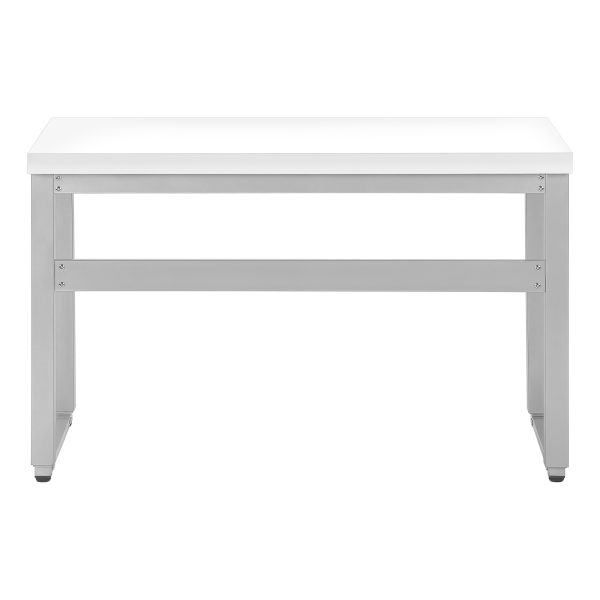 COMPUTER DESK - 48"L / WHITE / ADJ.HEIGHT/ SILVER METAL