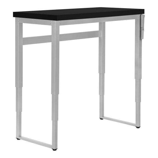 COMPUTER DESK - 48"L / BLACK / ADJ.HEIGHT/ SILVER METAL