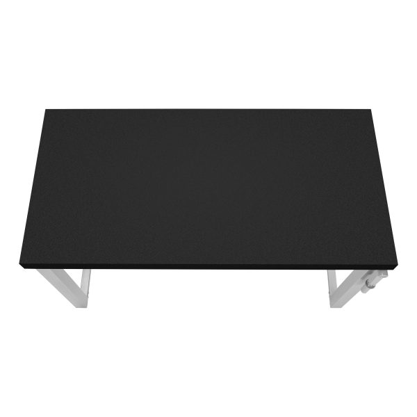 COMPUTER DESK - 48"L / BLACK / ADJ.HEIGHT/ SILVER METAL