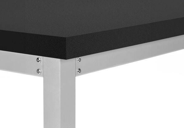COMPUTER DESK - 48"L / BLACK / ADJ.HEIGHT/ SILVER METAL