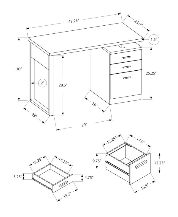 COMPUTER DESK - 48"L / WHITE LEFT OR RIGHT FACING