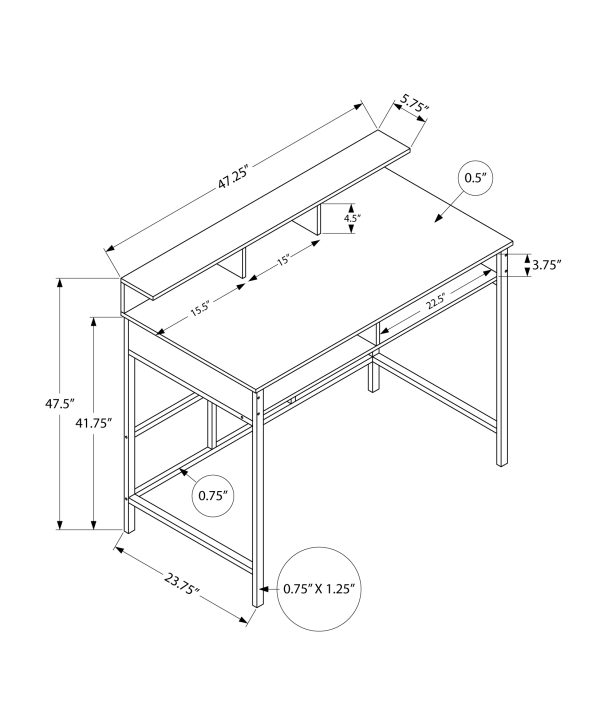 COMPUTER DESK - 48"L / WHITE / WHITE STANDING HEIGHT