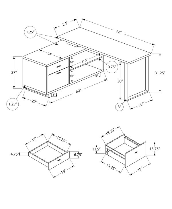 COMPUTER DESK - 72"L CHERRY / BLACK EXECUTIVE CORNER