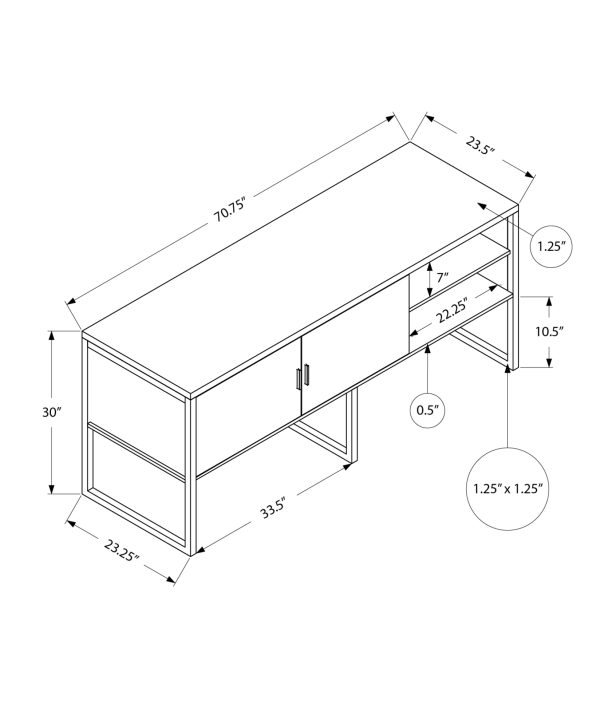 OFFICE CREDENZA - 72"L WHITE / SILVER COMMERCIAL GRADE