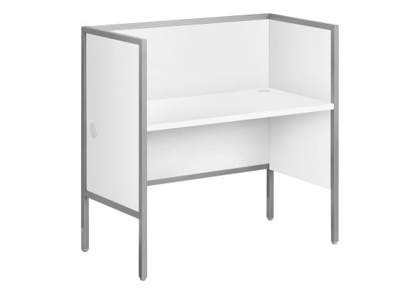 OFFICE CUBICLE - 48"L WHITE/ SILVER COMMERCIAL GRADE DESK