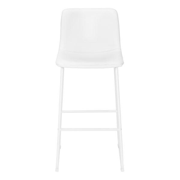 BARSTOOL - 40"H / WHITE LEATHER-LOOK / WHITE METAL