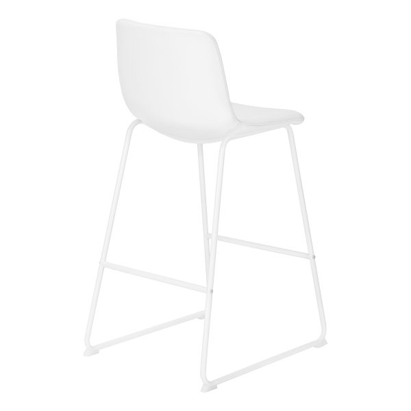 BARSTOOL - 40"H / WHITE LEATHER-LOOK / WHITE METAL