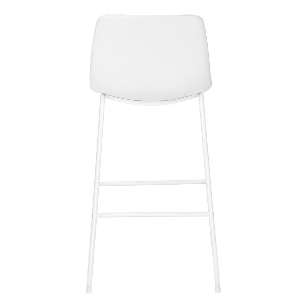 BARSTOOL - 40"H / WHITE LEATHER-LOOK / WHITE METAL
