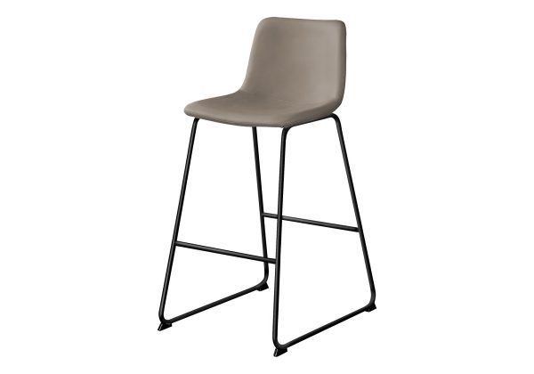 BARSTOOL - 40"H / TAUPE LEATHER-LOOK / BLACK METAL