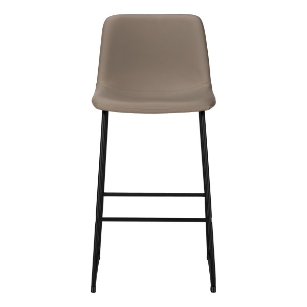 BARSTOOL - 40"H / TAUPE LEATHER-LOOK / BLACK METAL