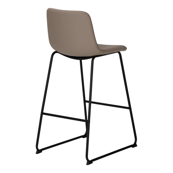 BARSTOOL - 40"H / TAUPE LEATHER-LOOK / BLACK METAL