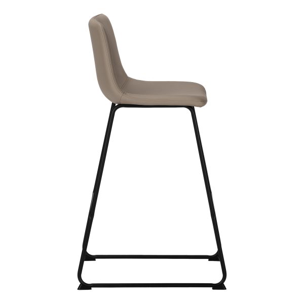 BARSTOOL - 40"H / TAUPE LEATHER-LOOK / BLACK METAL
