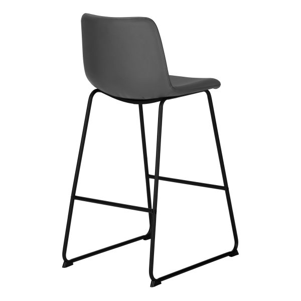 BARSTOOL - 40"H / GREY LEATHER-LOOK / BLACK METAL