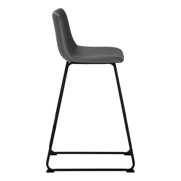 BARSTOOL - 40"H / GREY LEATHER-LOOK / BLACK METAL