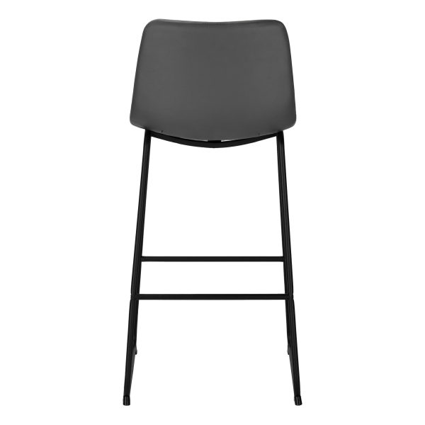 BARSTOOL - 40"H / GREY LEATHER-LOOK / BLACK METAL