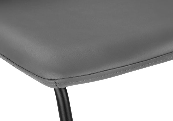 BARSTOOL - 40"H / GREY LEATHER-LOOK / BLACK METAL