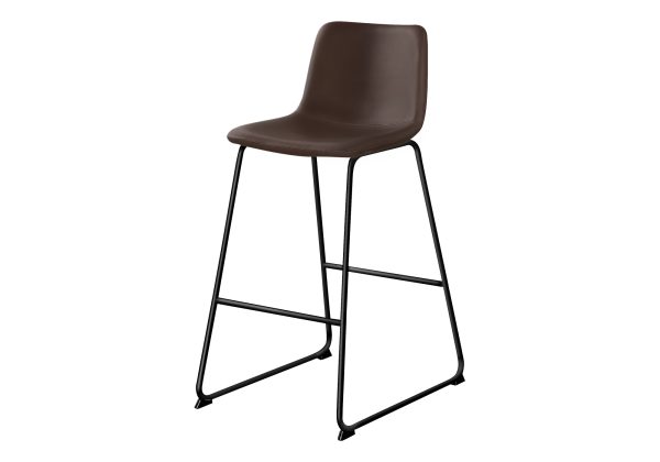 BARSTOOL - 40"H / BROWN LEATHER-LOOK / BLACK METAL