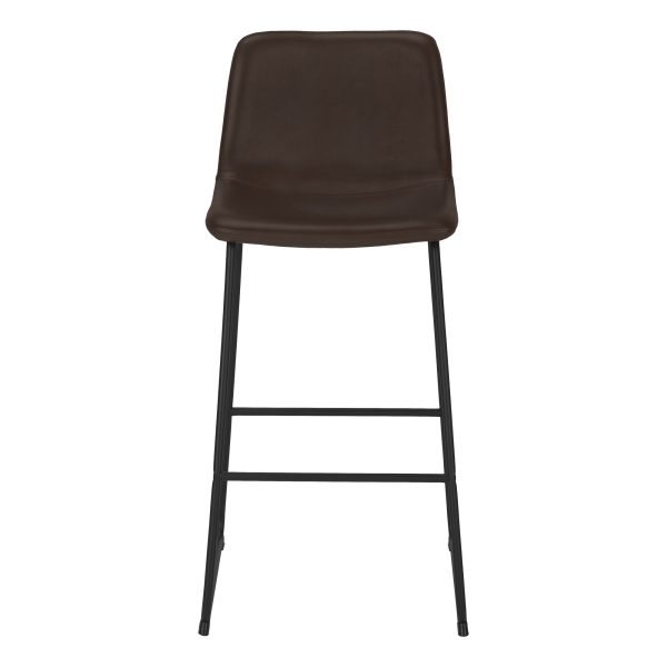 BARSTOOL - 40"H / BROWN LEATHER-LOOK / BLACK METAL