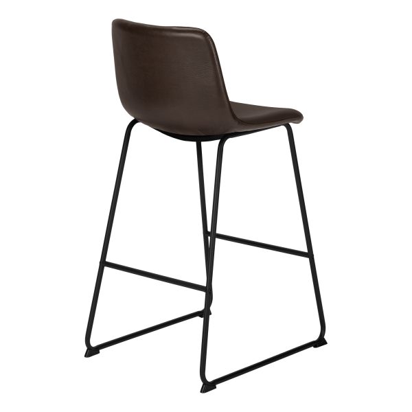BARSTOOL - 40"H / BROWN LEATHER-LOOK / BLACK METAL