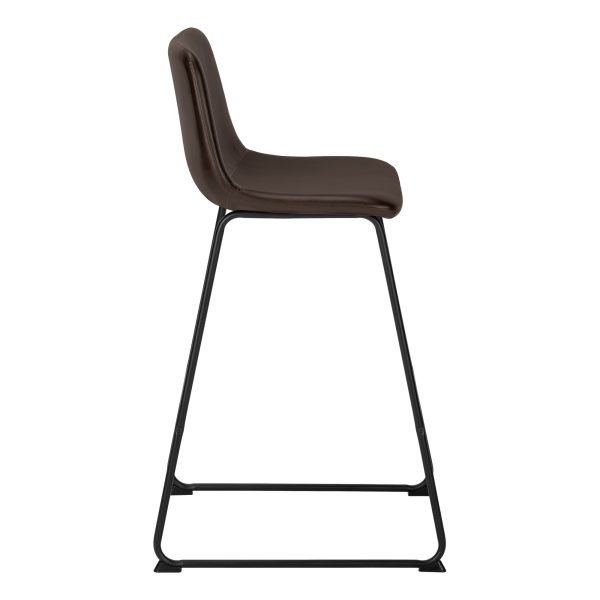 BARSTOOL - 40"H / BROWN LEATHER-LOOK / BLACK METAL