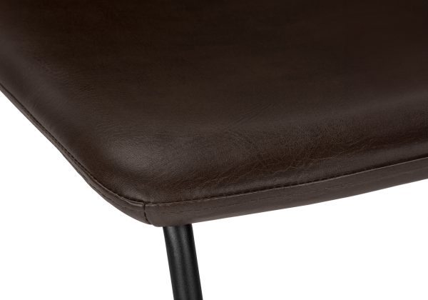 BARSTOOL - 40"H / BROWN LEATHER-LOOK / BLACK METAL