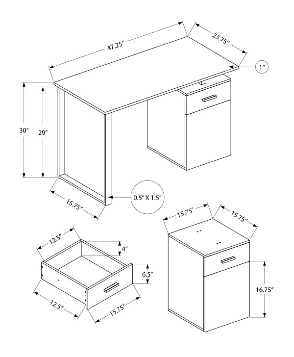 COMPUTER DESK - 48"L / BLACK LEFT OR RIGHT FACING