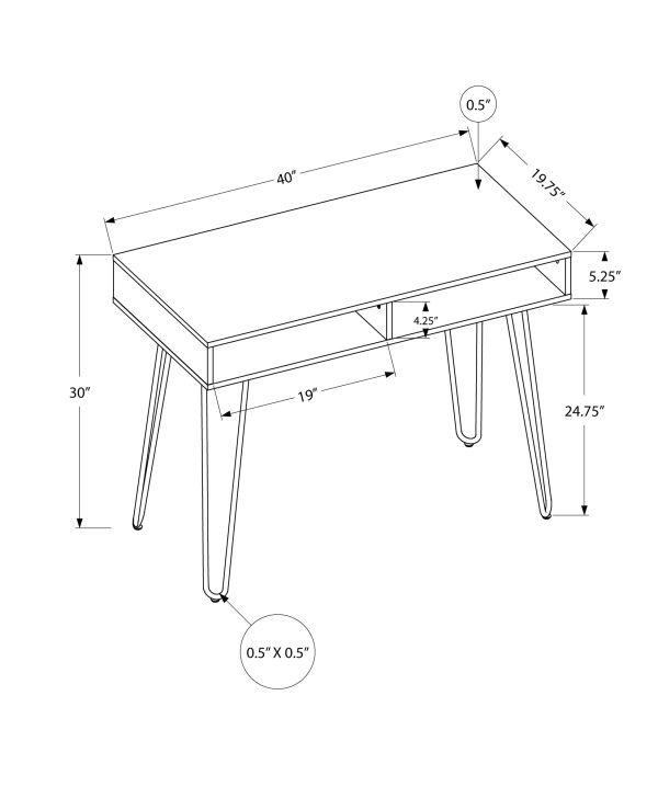 COMPUTER DESK - 40"L / WHITE / WHITE METAL