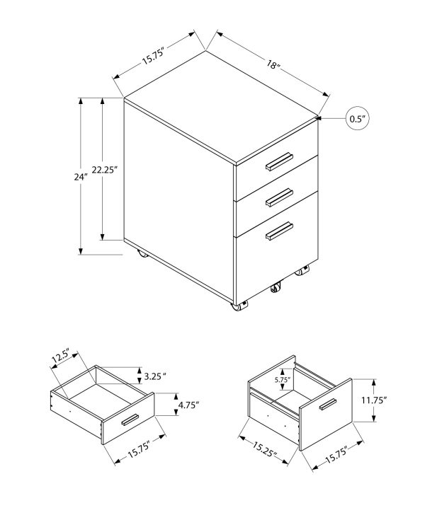 FILING CABINET - 3 DRAWER / WHITE ON CASTORS